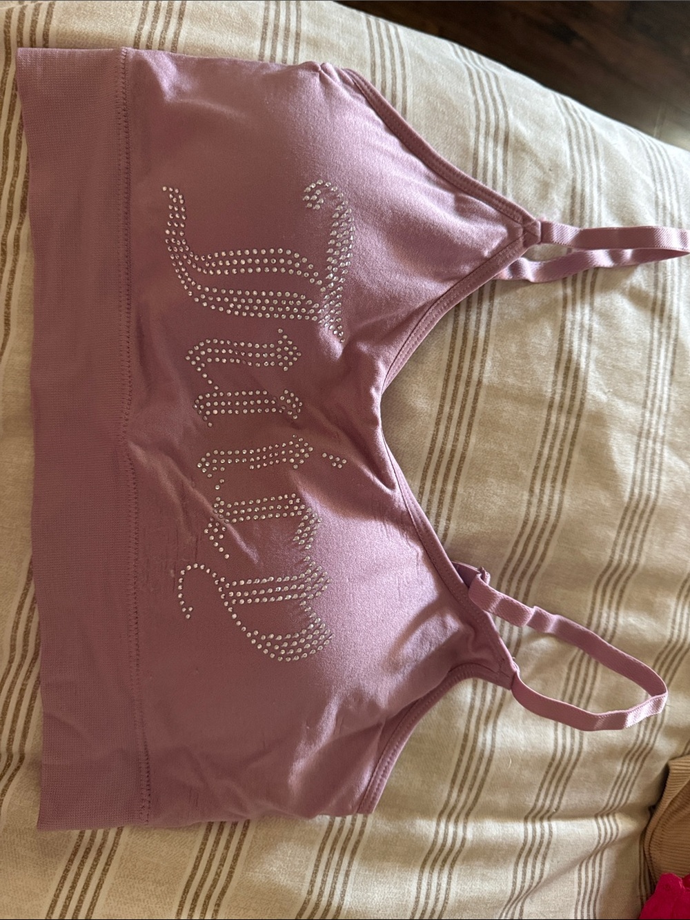 Juicy Couture Mauve Rhinestone Logo Bralette